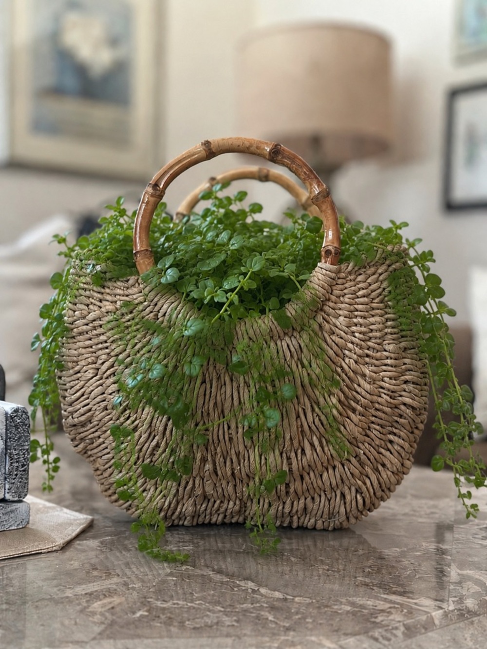 Faded Glory Neutral Woven Tote with Metal Snap - Picture 4 of 10